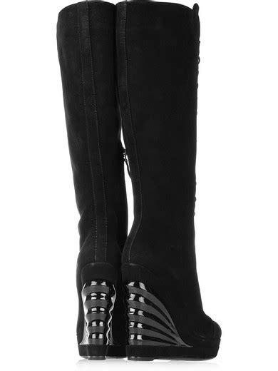 ysl suede wedge boots|ysl high boots.